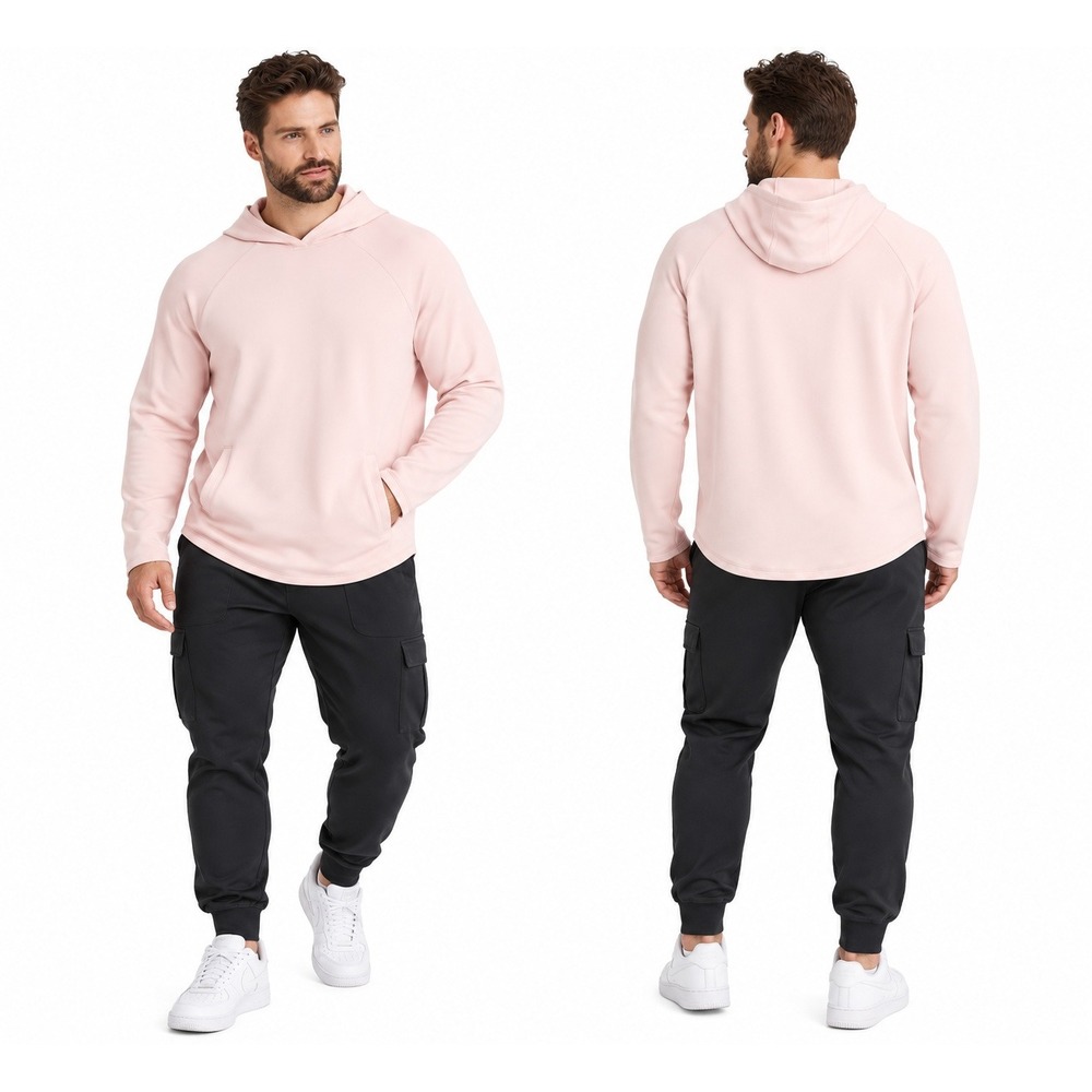 All in Motion Mens XXL Pink Waffle Knit Pullover Hoodie Recycled Polyester NWT